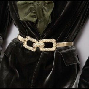 Zara Gold Belt with Square Buckle